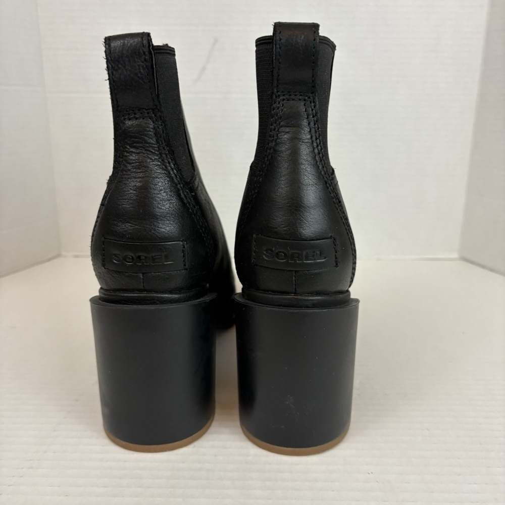 Sorel Blake Women's Size 10 Black Leather Chelsea Platform Heeled Ankle Boots - Picture 4 of 12